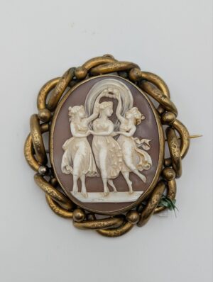 Victorian Pinchbeck Three Graces Cameo Brooch