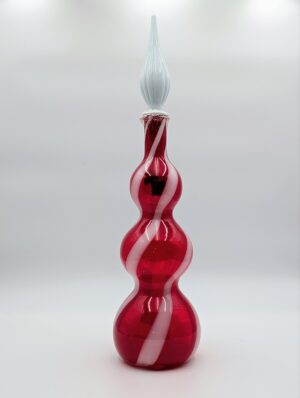 Alpese Red Glass Genie Bottle with White Spiral