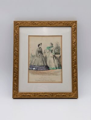 Victorian Ladies Fashion Print in Ornate Gilt Frame