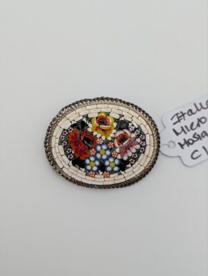 Vintage Italian Micro Mosaic Floral Brooch