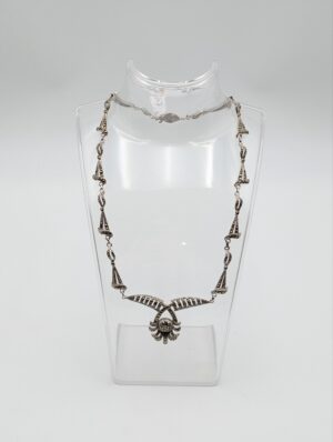 Art Deco Sterling Silver & Marcasite Necklace with Stylised Pendant