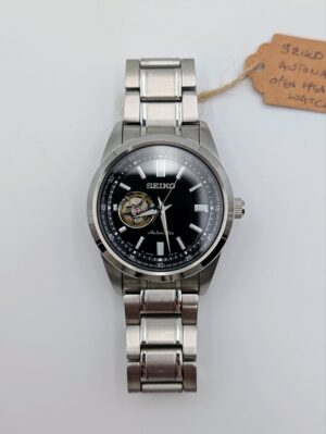 Seiko Automatic Open Heart Wristwatch – Stainless Steel Bracelet with Exhibition Case Back