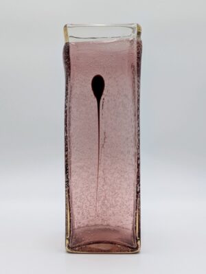 Tall Dulske Studio Glass Vase with Controlled Bubble Ground and Internal Drop Detail