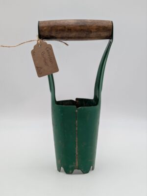 Vintage Metal Garden Bulb Planter Tool with Wooden Handle