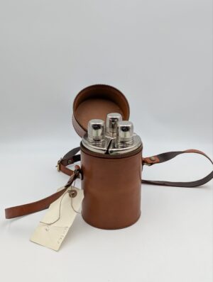Vintage Three Bottle Campaign Travelling Bar in Leather Case