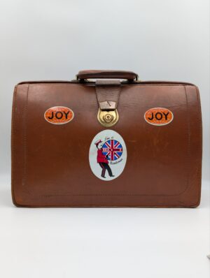 Vintage Brown Leather Briefcase with Brass Lock