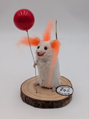Taxidermy “IT” Clown Mouse with Balloon Display