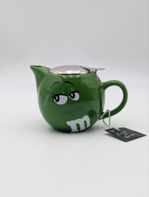 Retro M&M’s Green Character Ceramic Teapot with Metal Lid
