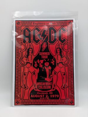 AC/DC “Highway To Hell” Summer Tour 1979 A3 Music Poster – Riverfront Coliseum Cincinnati