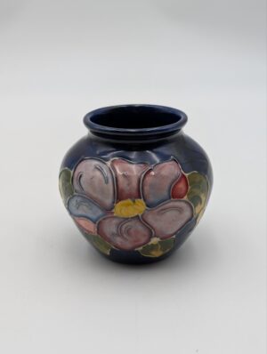 Moorcroft Tubelined Floral Vase on Cobalt Ground