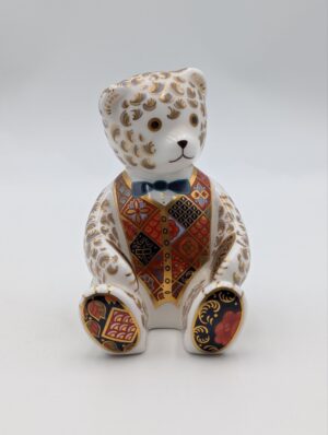 Royal Crown Derby Porcelain Teddy Bear Paperweight – Gold Stopper