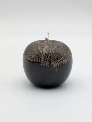 Mid 20th Century Isle of Wight Black & Gold Studio Glass Apple Paperweight