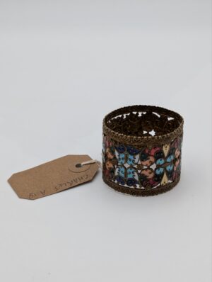 Early 20th Century French Enamel Napkin Ring with Gilt Filigree Decoration