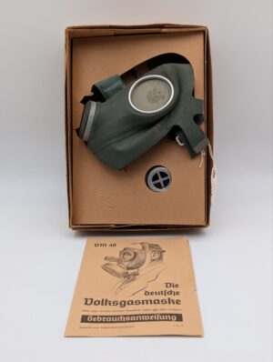 Original German Civilian Gas Mask ‘Volksgasmaske’ in Box with Instructions