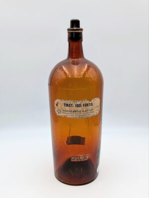 Antique Amber Glass Apothecary Poison Bottle – Tinct. Iodi Fortis, Middleton & Co Ltd Middlesbrough
