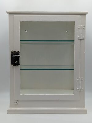 Vintage Medical Cabinet with Glazed Door and Internal Glass Shelving – Lockable with Key