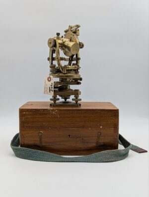 Antique Brass Surveyor’s Theodolite in Original Wooden Carrying Case