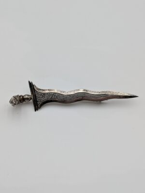 Vintage Malaysian Sterling Silver Kris Dagger Brooch with Engraved Detail