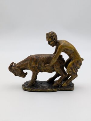 Vintage Bronze Two Piece Figural Group – Man and Beast