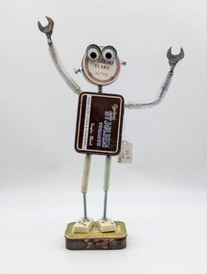 Industrial “Baccy Bot” Folk Art Sculpture Made from Vintage St. Bruno & St. Julien Tobacco Tins
