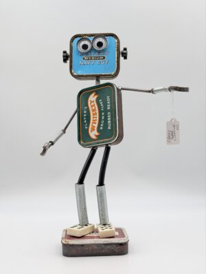 Industrial “Baccy Bot” Folk Art Sculpture Made from Vintage Player’s Tobacco Tins
