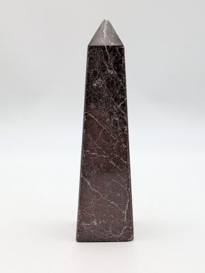 Decorative Marble Obelisk Ornament with Veined Stone Finish