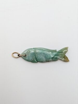 14ct Gold Mounted Carved Jade Fish Pendant