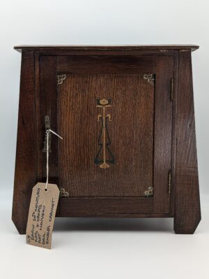 Early Arts & Crafts Oak Smoker’s Cabinet – Inlaid Door & Internal Fittings