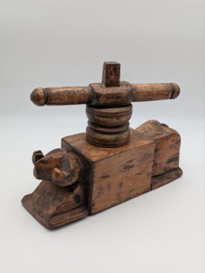 Antique Indian Wooden Citrus Press with Screw Mechanism