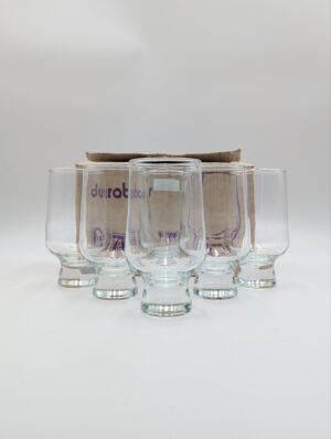 Set of 6 1970s Durobor Belgian Glasses in Original Box – 33cl