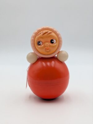 1950s Soviet Roly Poly Doll (Nevalyashka Style) Red Plastic Toy