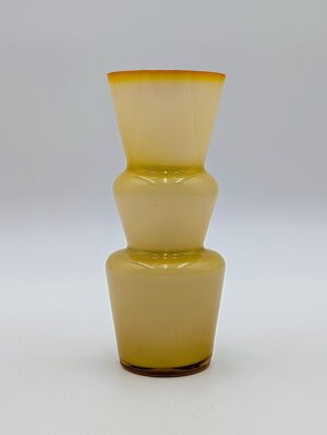 1960s Scandinavian Hooped Glass Vase in Amber to Yellow Graduated Tone