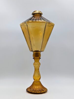 Mid Century Empoli Amber Glass Lantern Decanter with Stopper