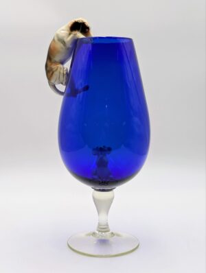 Novelty Climbing Dog & Mouse Brandy Balloon Glass with Internal Figurine