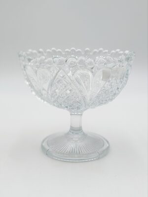 Davidson Pressed Glass Pedestal Sugar Bowl with Scalloped Rim