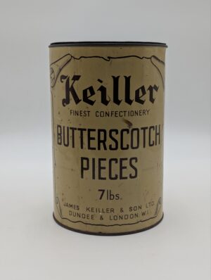 Vintage Keiller Butterscotch Pieces & Chocolate Assortment Advertising Tin