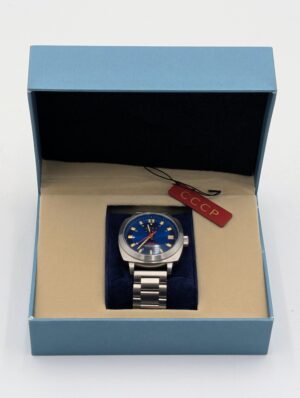 CCCP Automatic Wristwatch with Blue Dial and Stainless Steel Bracelet – Boxed
