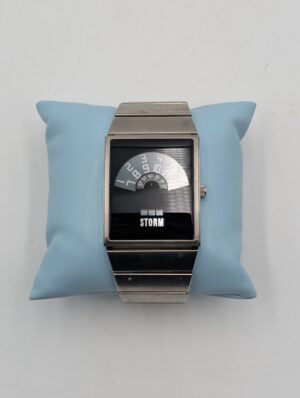 Storm London Rectangular Stainless Steel Wristwatch with Black Dial