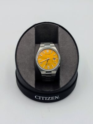 Citizen Automatic Wristwatch with Yellow Dial and Stainless Steel Bracelet
