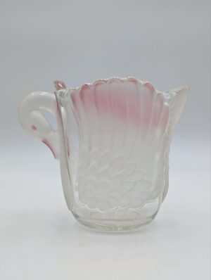 Hikasa Walther Frosted Glass Swan Jug in Pink and White