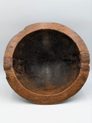 Large Antique Hand-Carved Primitive Wooden Bowl / Mortar