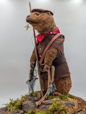 Antique Anthropomorphic Taxidermy Fisherman Otter Diorama