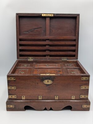 Victorian Campaign Brass Mounted Spice Chest with Internal Compartments