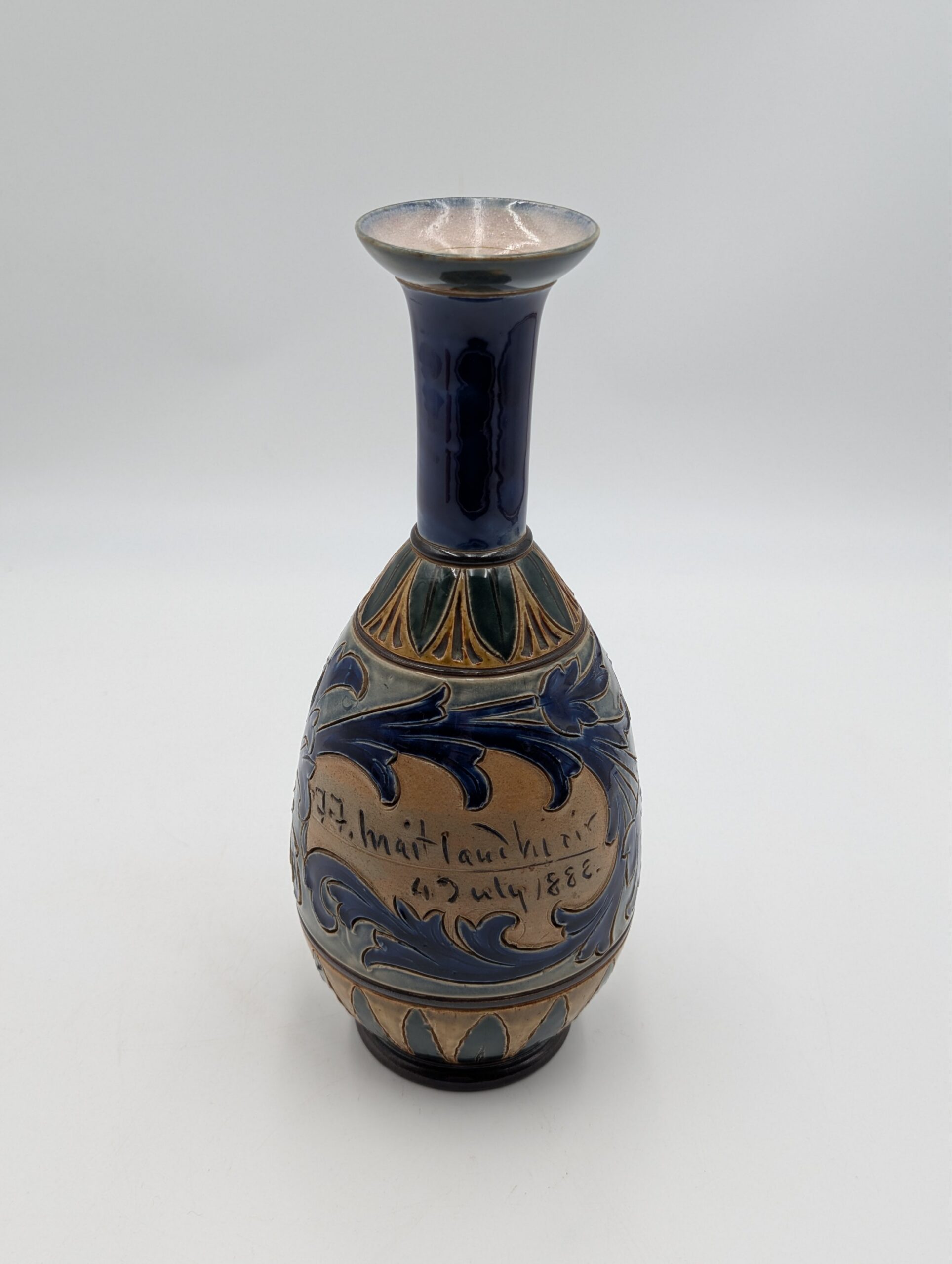 1888 Doulton Lambeth Stoneware Vase by Frank Butler – Glasgow International Exhibition Commemorative - Image 5