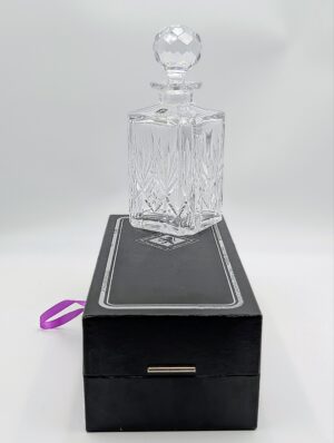 Edinburgh Crystal Cut Glass Spirit Decanter – Square Crystal Decanter with Original Presentation Box
