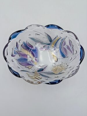 Soga Japan “Lagoon” Art Glass Bowl – Hand Crafted Japanese Crystal Glass Centrepiece