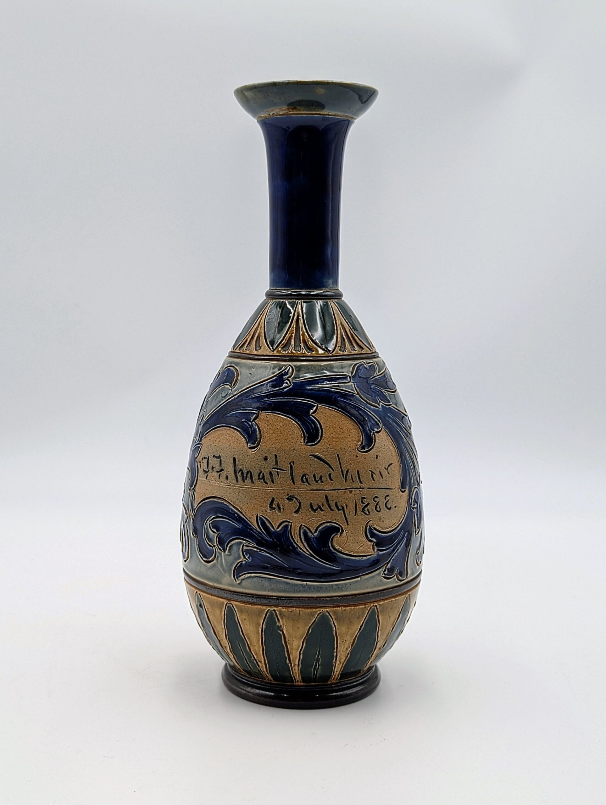 1888 Doulton Lambeth Stoneware Vase by Frank Butler – Glasgow International Exhibition Commemorative
