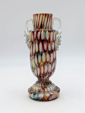 Vintage Murano Style Art Glass Vase – Multi-Coloured Ribbon Cane Trophy Vase