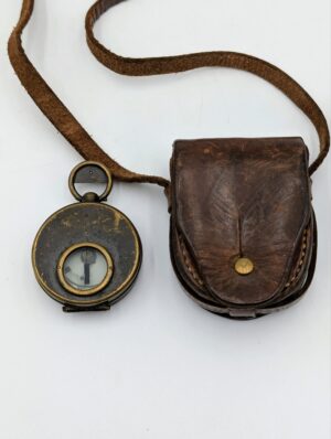 Boer War Period Military Prismatic Compass by H. Hughes & Son London with Original Leather Case