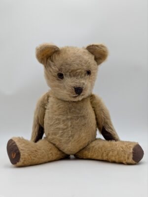 Antique Jointed Mohair Teddy Bear With Glass Eyes